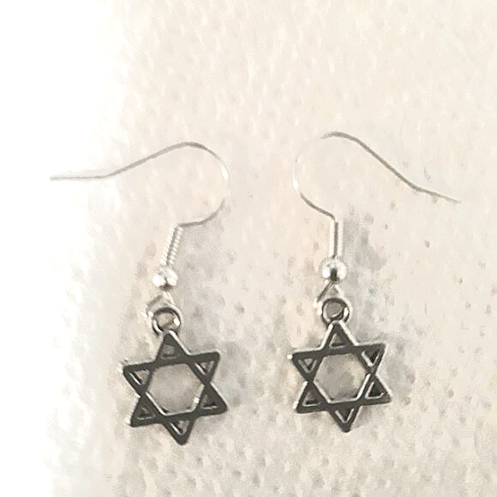 NEW Star Of David Stainless Steel Dangle Earrings Dainty NEW 1" Hypoallergenic